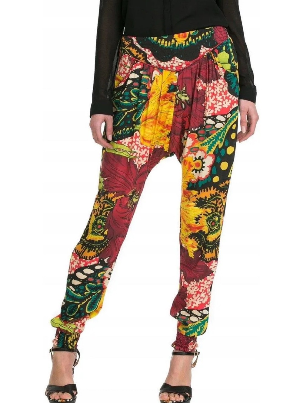 Desigual Eva 51P2LA3 Multicolor Floral Drop-Crotch Pants